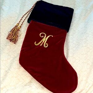 Clarissa’s Bundle Red Velvet & Gold & Crystal Monogram M & N Stocking Bundle
